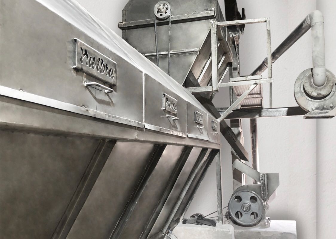 Close-up of the stainless-steel Yusibra Himalayan salt production and screening line at the Pakistan factory